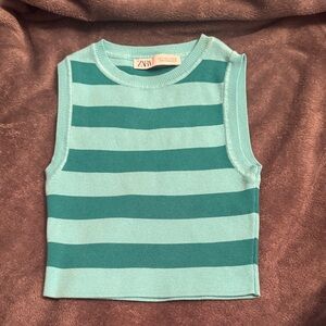 Zara Teal Striped Tank Top